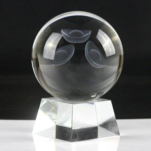 玻璃球带底座激光雕刻水晶k9 3d民间艺术雕刻印度